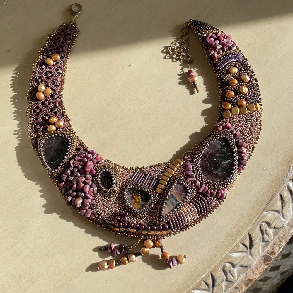 Custom Beaded Embroidery Necklace.